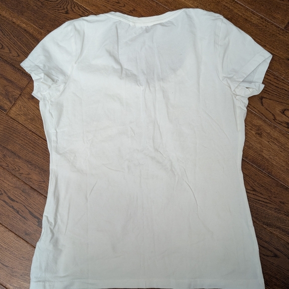 EUC GUESS Los Angeles Women’s S/S Lips T-Shirt Sz L White W/ Silver Sequins Y2K - Picture 4 of 7
